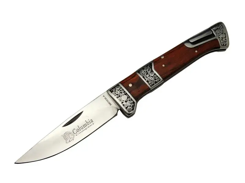 MB3936A Kahverengi / Kamp Çakısı 20cm- Manuel, İşlemeli, Kemerlikli, Ahşap Sap