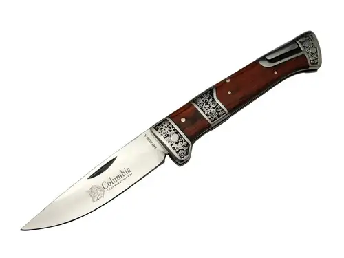 MB3936A Kahverengi / Kamp Çakısı 20cm- Manuel, İşlemeli, Kemerlikli, Ahşap Sap