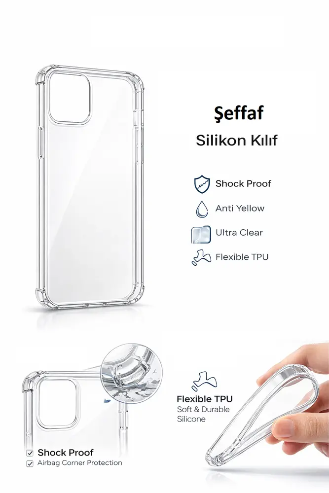 Galaxy S23FE Uyumlu Şeffaf Silikon Telefon Kılıfı Esnek Darbe Koruyucu