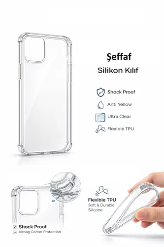 Galaxy S23FE Uyumlu Şeffaf Silikon Telefon Kılıfı Esnek Darbe Koruyucu