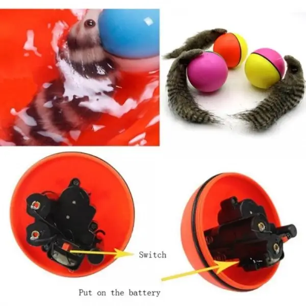 Hareketli Sesli Peluş Toplu Fare Pilli Kedi Oyuncağı 8 CM 3