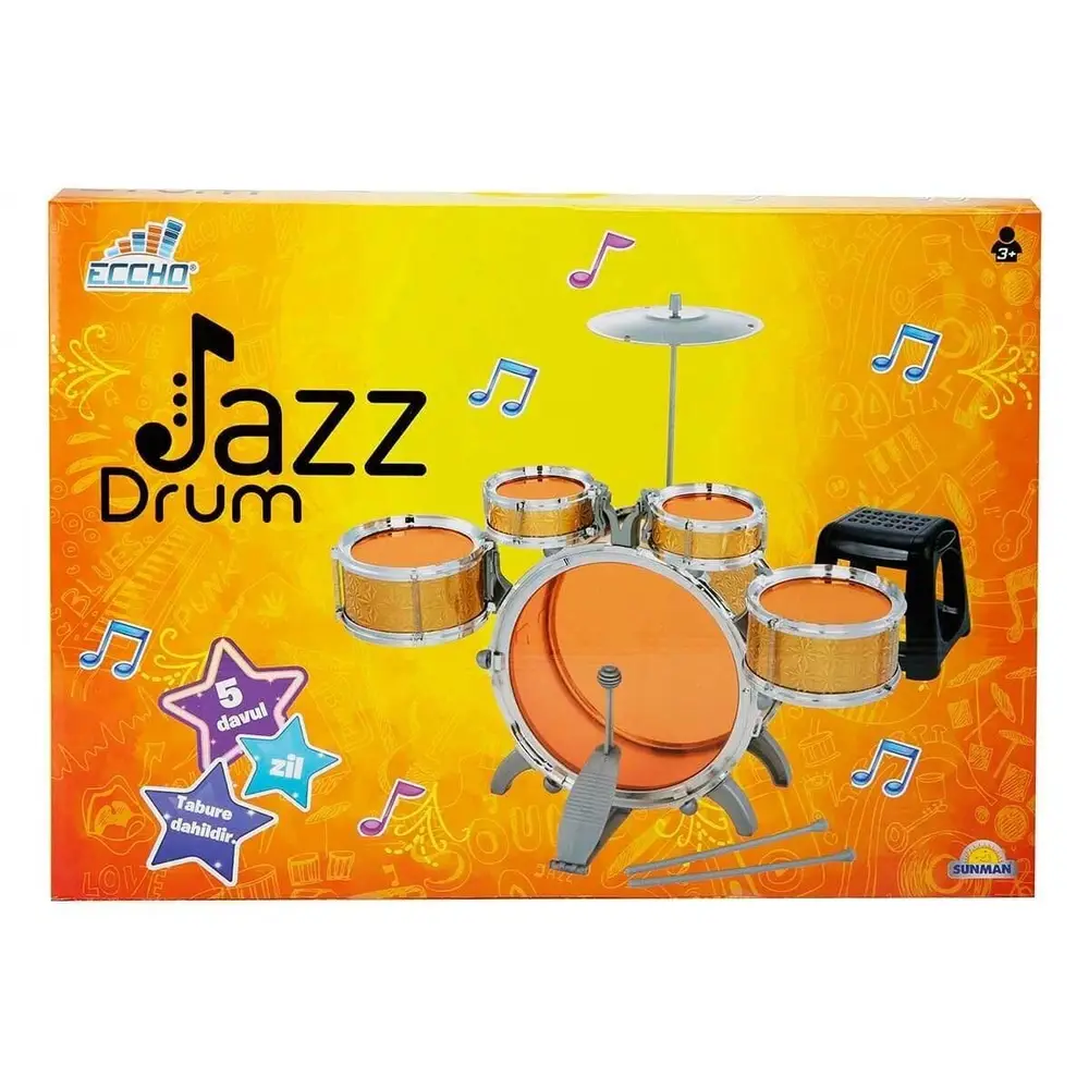 1080080 Sunman Eccho, Dul Set - Jazz Drum / 5 adet Dul, Zil ve Tabure / +3 yaş 2