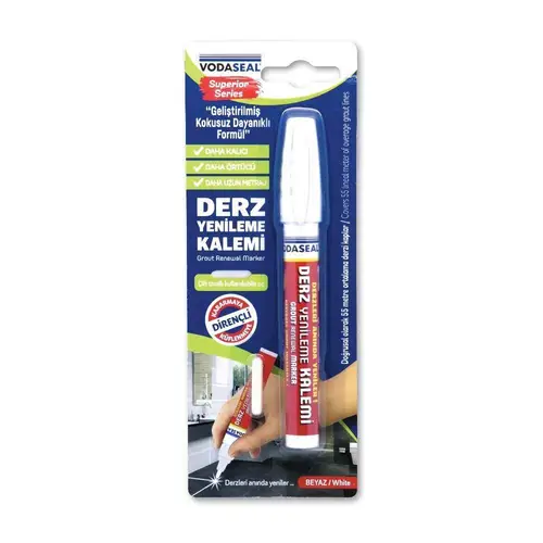 Çift Uçlu Su Bazlı Kokusuz Kalıcı Derz Kalemi Beyaz