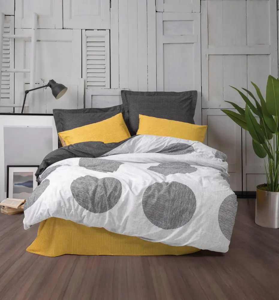 Modern Çift Kişilik Nevresim Takımı Dd Sarı 2