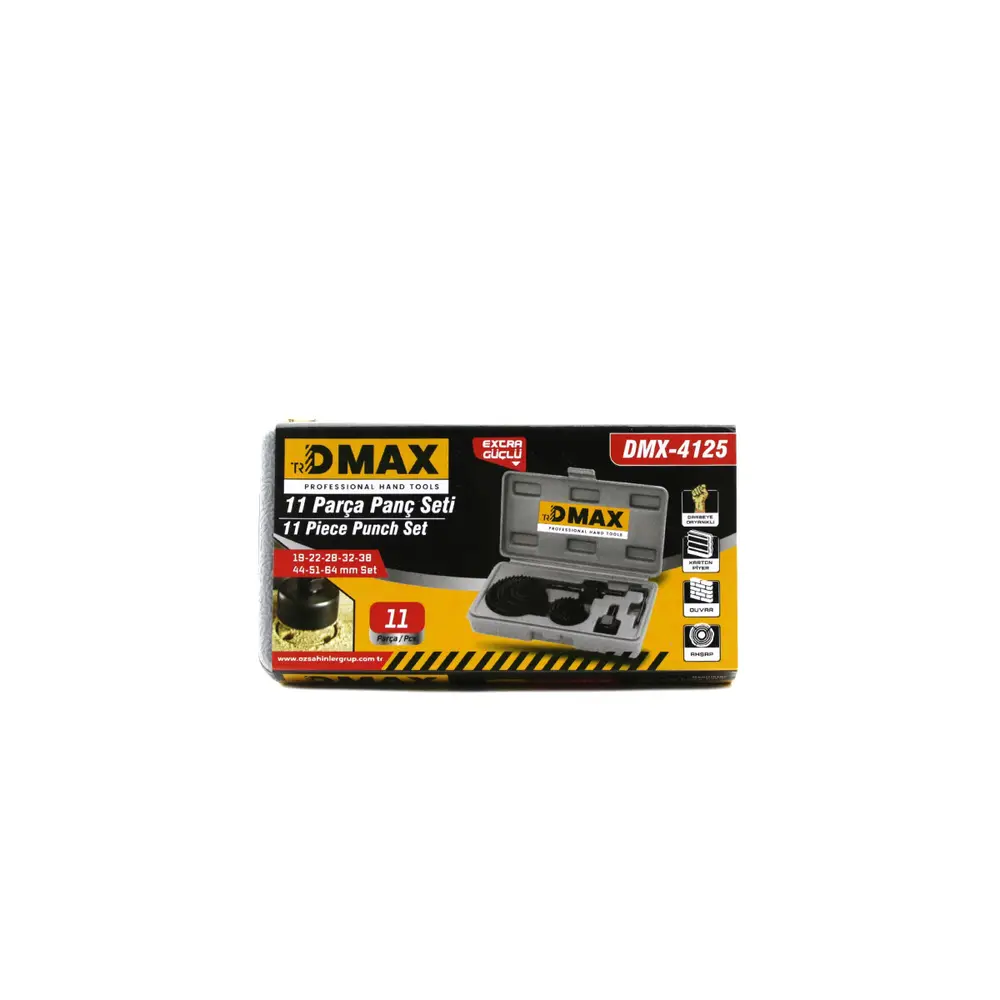 11İN1 BUAT AÇMA PANÇ SETİ METAL AHŞAP PVC ALÇIPAN PLS. 19-22-29-32-38-44-51-64MM 5