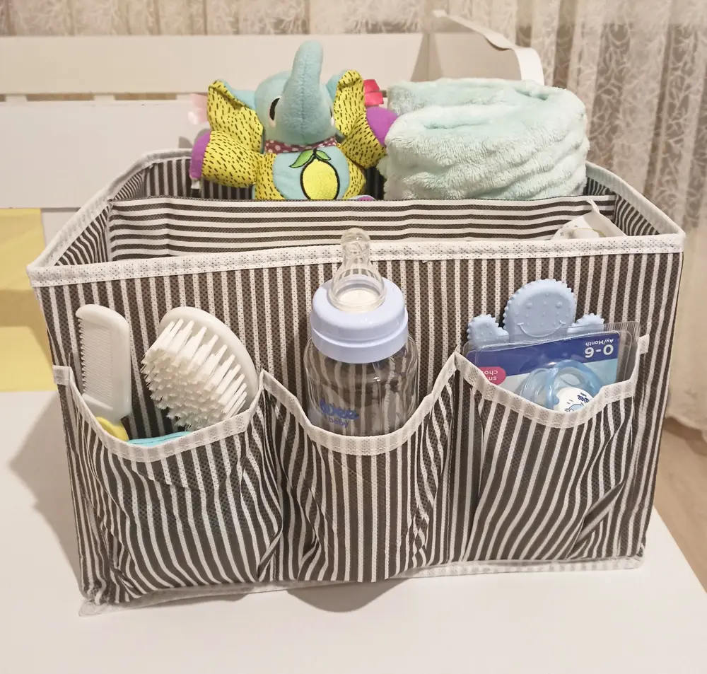 Tutturma Aparatlı Bebek Beşik Başucu Düzenleyici Kapaklı 5 Bölmeli Organizer 2