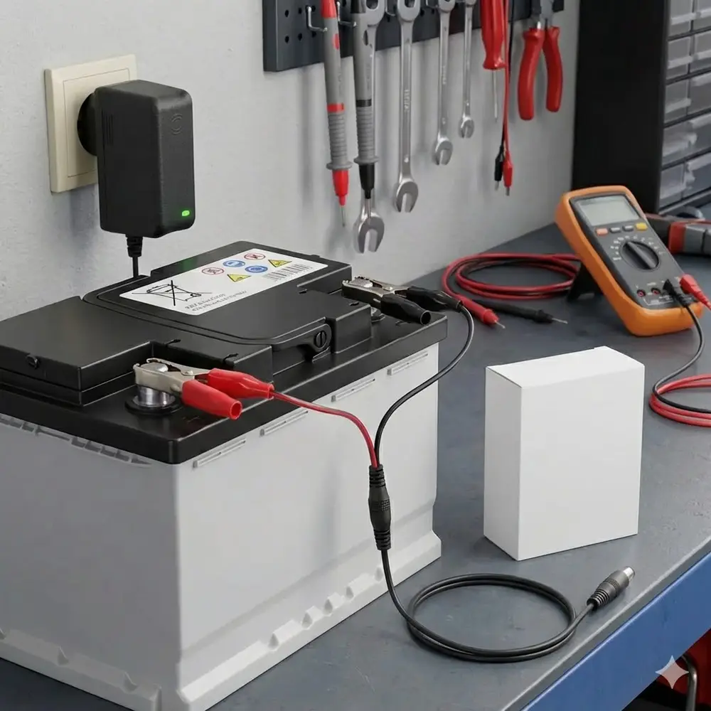 Akü Şarj Cihazı 12V 1.2A 14.4W Krokodil Uç Akü Şarj Adaptörü 2