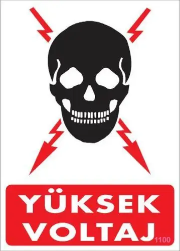 Yüksek Voltaj Uyarı Levhası 25x35 KOD:1100