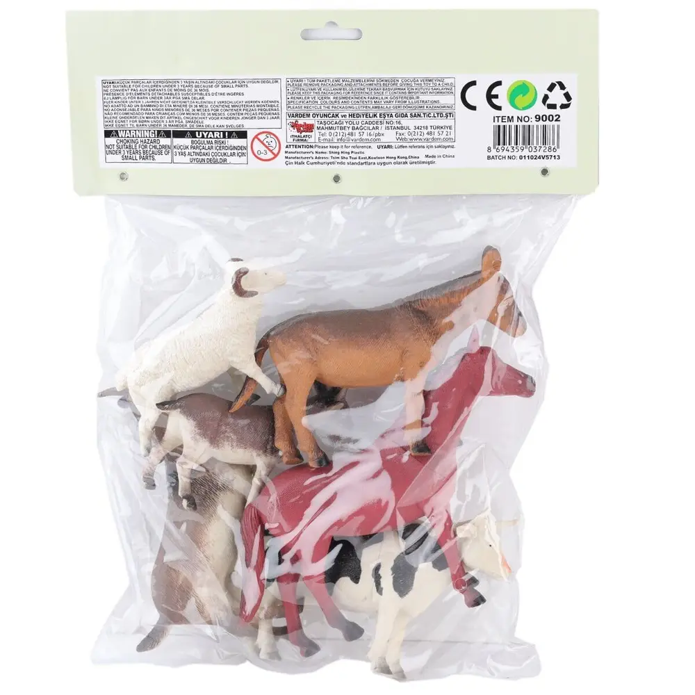 SH-9001-Vardem Poşetli 6Pcs 8 İnch Çiftlik Hayvan ve Dinozor Set 4