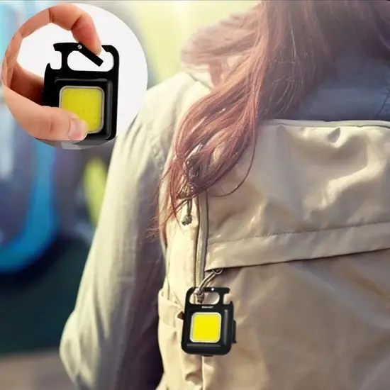 Mini 30 Ledli Mıknatıslı Anahtarlık Flash Kamp Lambası Askılı Kapak Açacaklı Şarjlı Fener 4