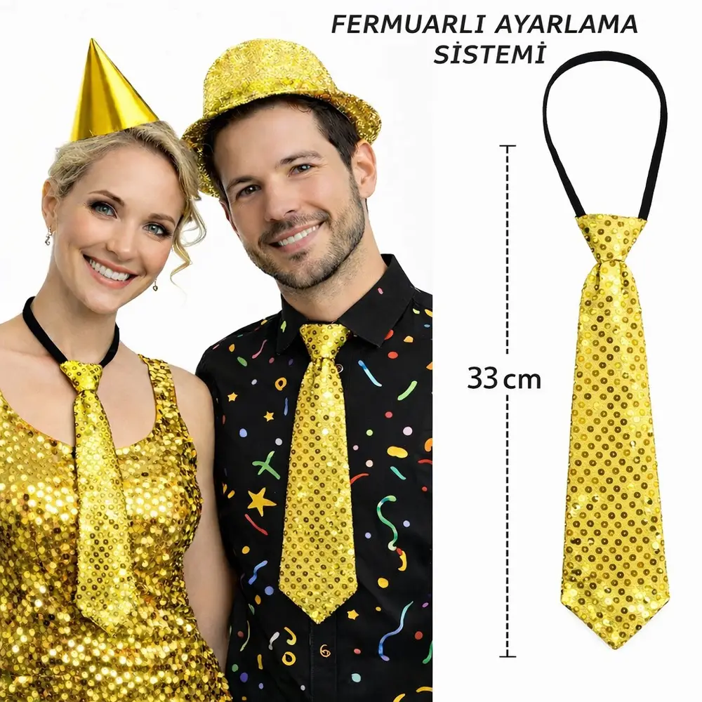 Altın Renk Pul Payetli Işıltılı Parti Kratı 33 cm