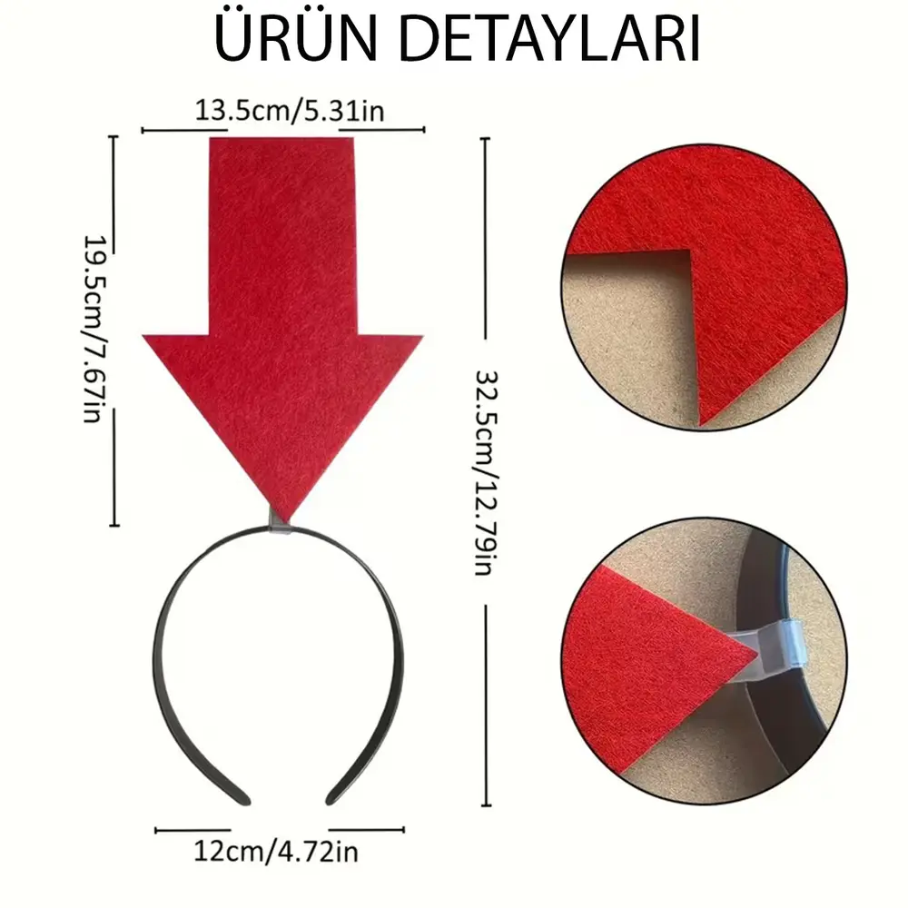 Kişiselleştirilebilir Ok Taç – Üzerine Yazı Yazılabilen Parti Tacı Kırmızı Renk 5