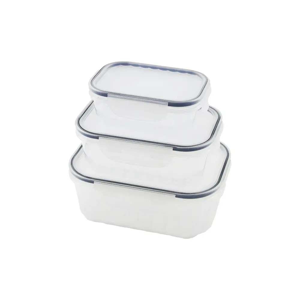 3PCS SIZDIRMAZ SAKLAMA KABI SETİ ŞEFFAF KAP BUĞULU CONTALI KAPAK 500 1000 1700ML