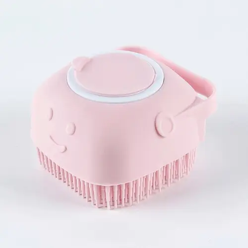 Şampuan Hazneli Kedi Köpek Duş Fırçası 11 cm Pembe