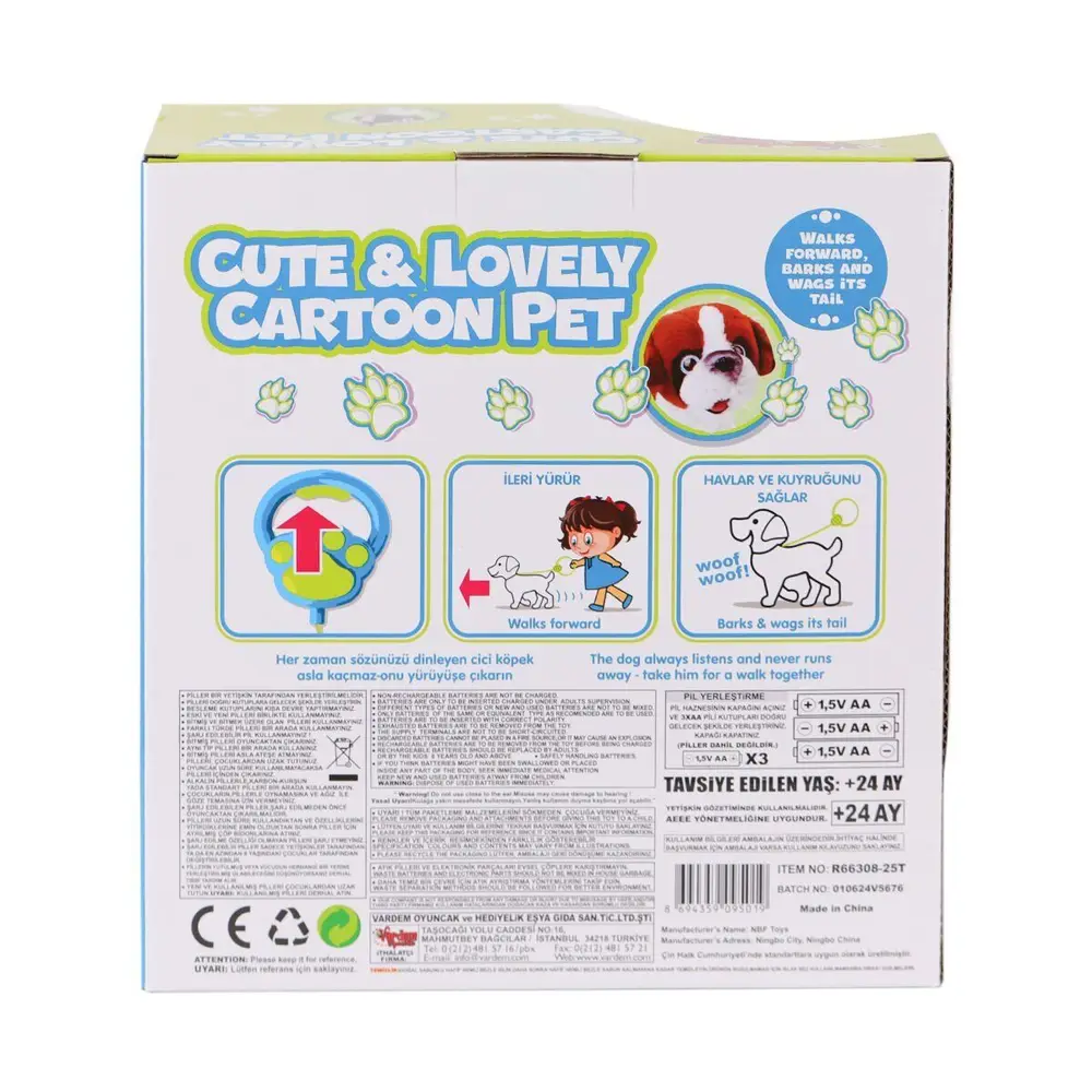 PR66308-25T Tasmalı Yürüyen Peluş Fransız Köpeği 2