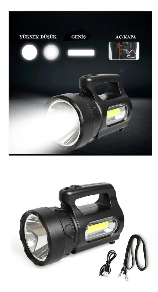 Profesyonel Ultra Güçlü LED El Feneri - Yüksek Performanslı 900 Lümen Aydınlatma