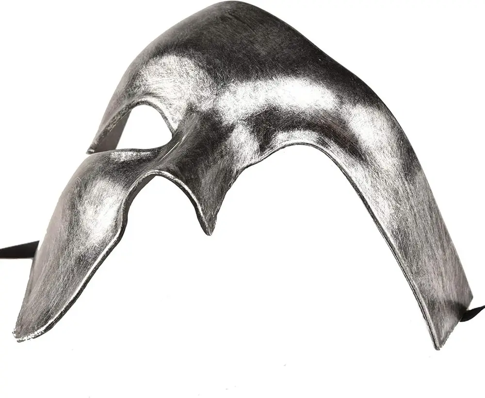 Antik Eskitme Gümüş Erkek Yarım Maske - Phantom & B Maskesi 4
