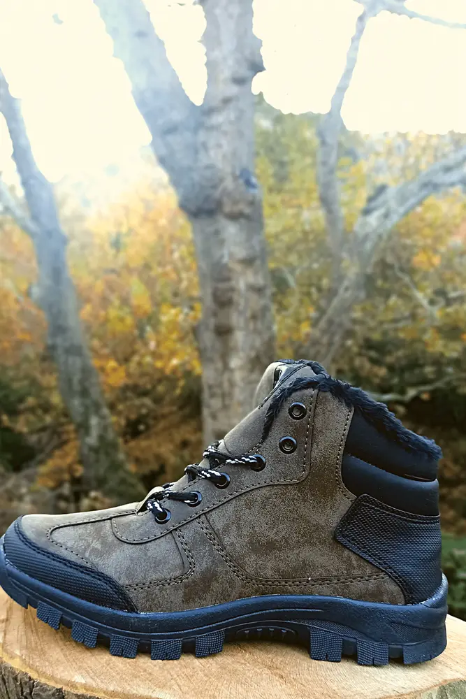 Erkek Outdoor Bot Yünlü Kahve Siyah Renk 2