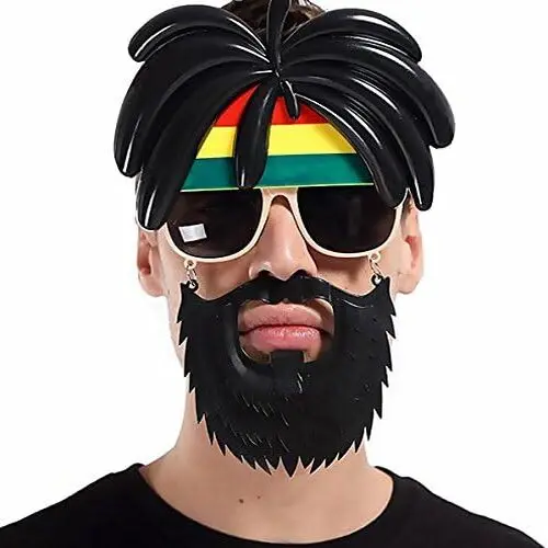 Rasta Peruklu Rasta Sakallı Bob  Bıyıklı Parti Gözlüğü 27x18 cm