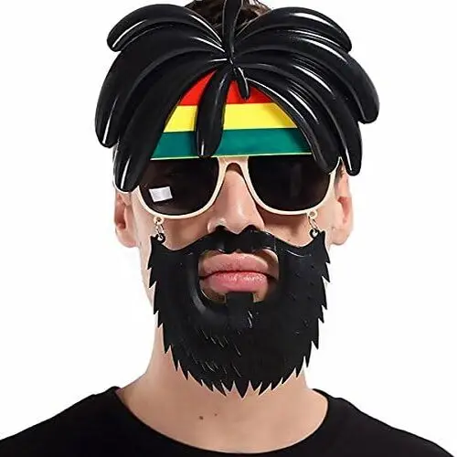 Rasta Peruklu Rasta Sakallı Bob  Bıyıklı Parti Gözlüğü 27x18 cm
