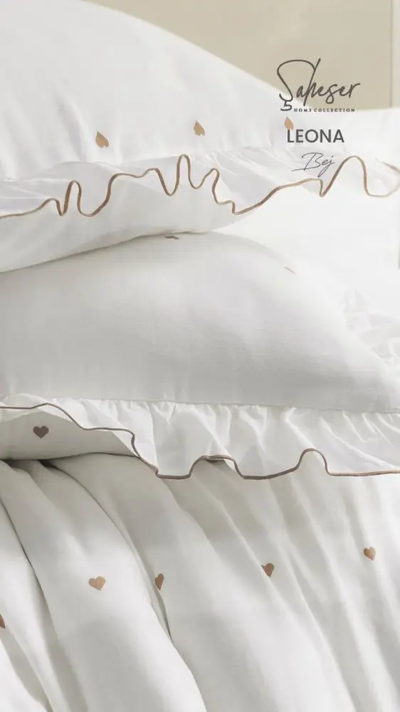 Şaheser Home Collection Jakarlı Nevresim Takımı Çift Kişilik Leona Bej 3