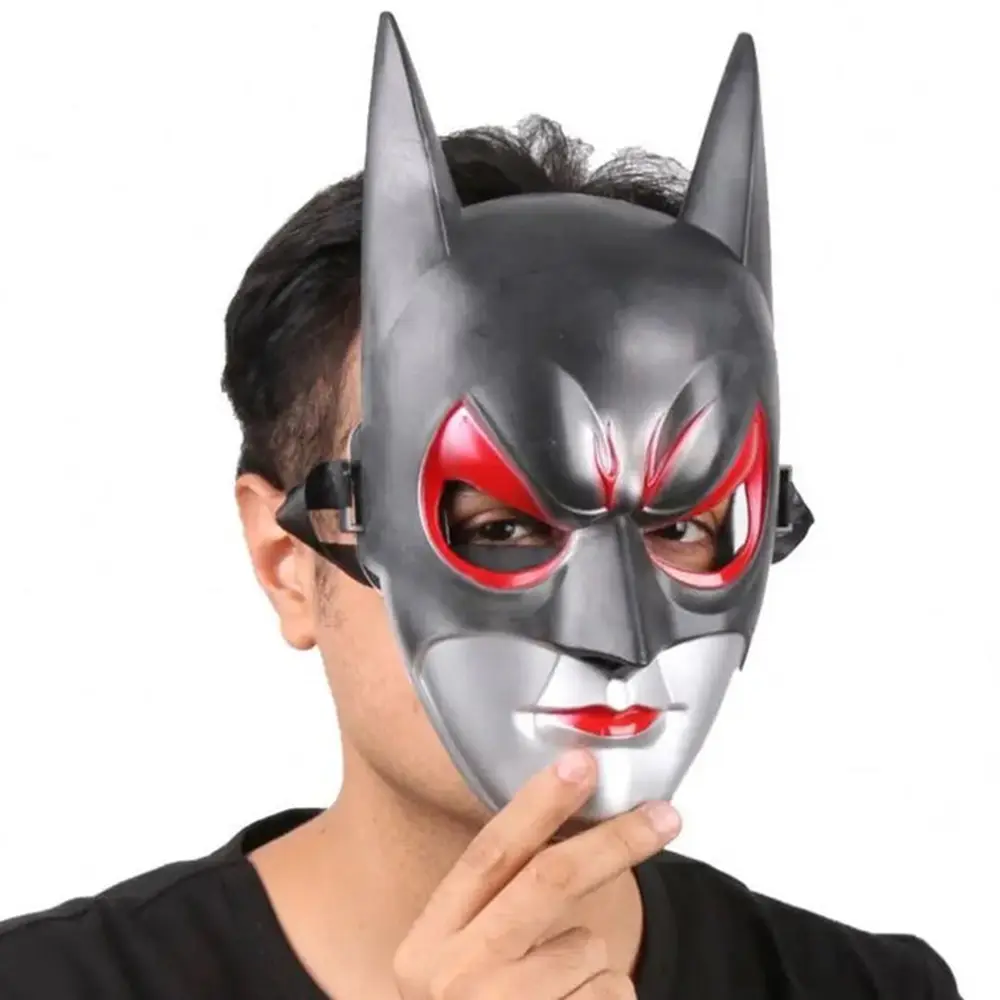 Kırmızı Gözlü Siyah Batman Maskesi - Lastikli Batgirl Maskesi 28x17 cm 2