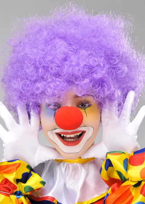 Mor Renk Kıvırcık Afro Bonus Peruk Takma Saç ve Kırmızı Bürün Seti 2