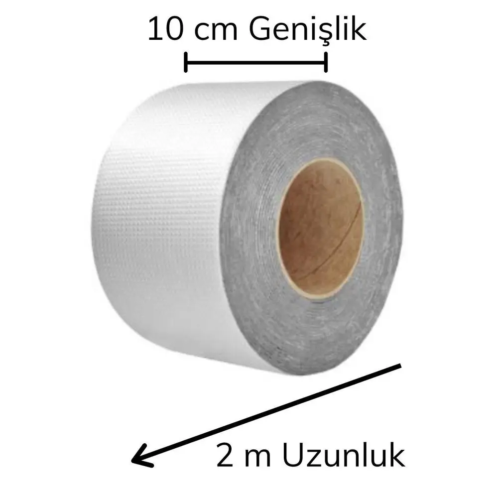 Folyo Kauçuk Bant Yapışkanlı Su Geçirmez Çatı Boru Tamir Bandı (2Metre x 10 Cm) 2