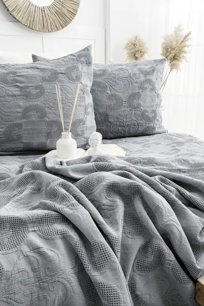 Şaheser Home Collection Yatak Örtüsü Çift Kişilik İt Antrasit 2
