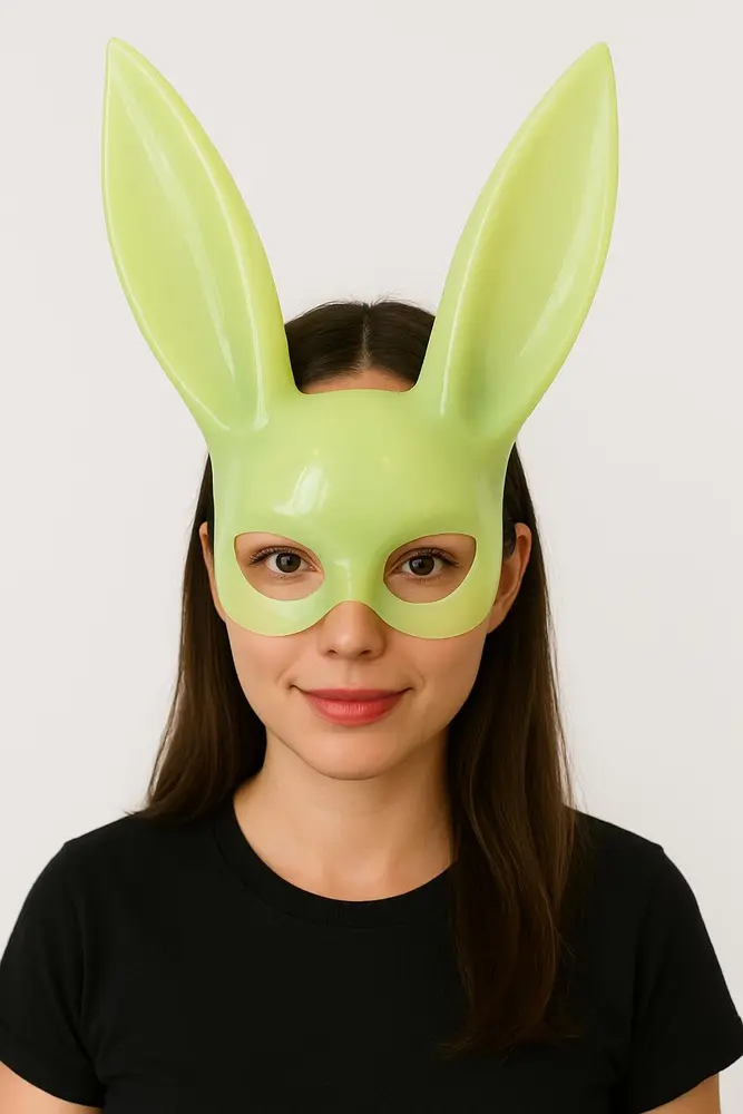 Karanlıkta Parlayan Fosforlu Tşan Maskesi – Glow Bunny Masquerade Maske (32x22 cm) 2