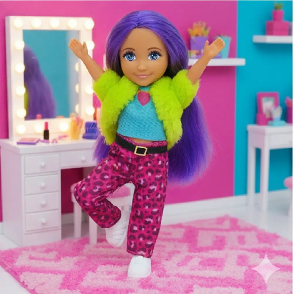 Ankiki Moda İkonu Bebek Figür 13 cm - Mor Saçlı Hip-Hop Rüzgarı - 1 ADET 3