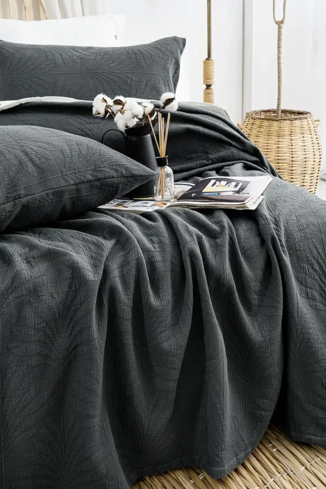 Şaheser Home Collection Yatak Örtüsü Çift Kişilik Silvia Antrasit 2