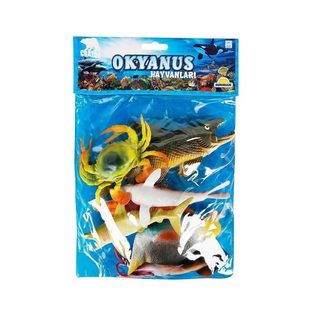 1000713 Okyanus Hayvanları Poşetli 7'li Hayvan Oyun Seti -Sunman 2