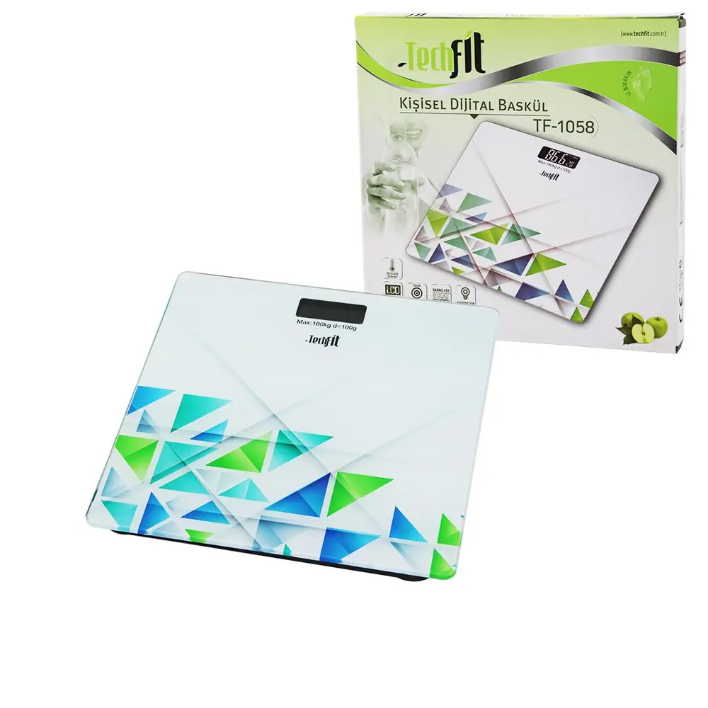 DESENLİ CAM RLİ DİJİTAL BASKÜL TERAZİ 180KG/100GRLCD EKRAN - SENSÖR