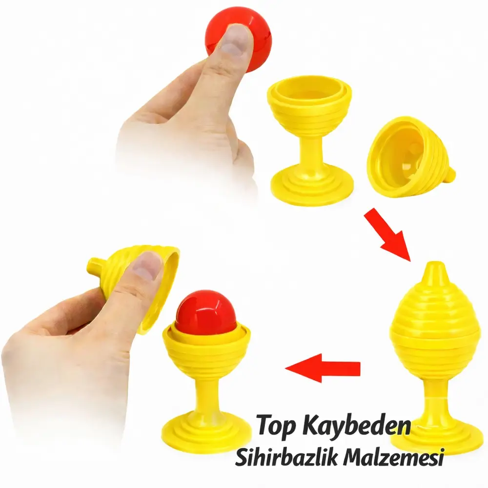 Sarı Renk Sihirli Kupa Top Kaybetme Oyunu 7 cm 2