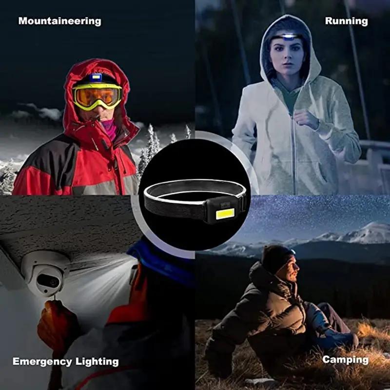 PS-T89 Mini Pilli COB LED 3 Mod Su Geçirmez Kafa Feneri Lambası 4
