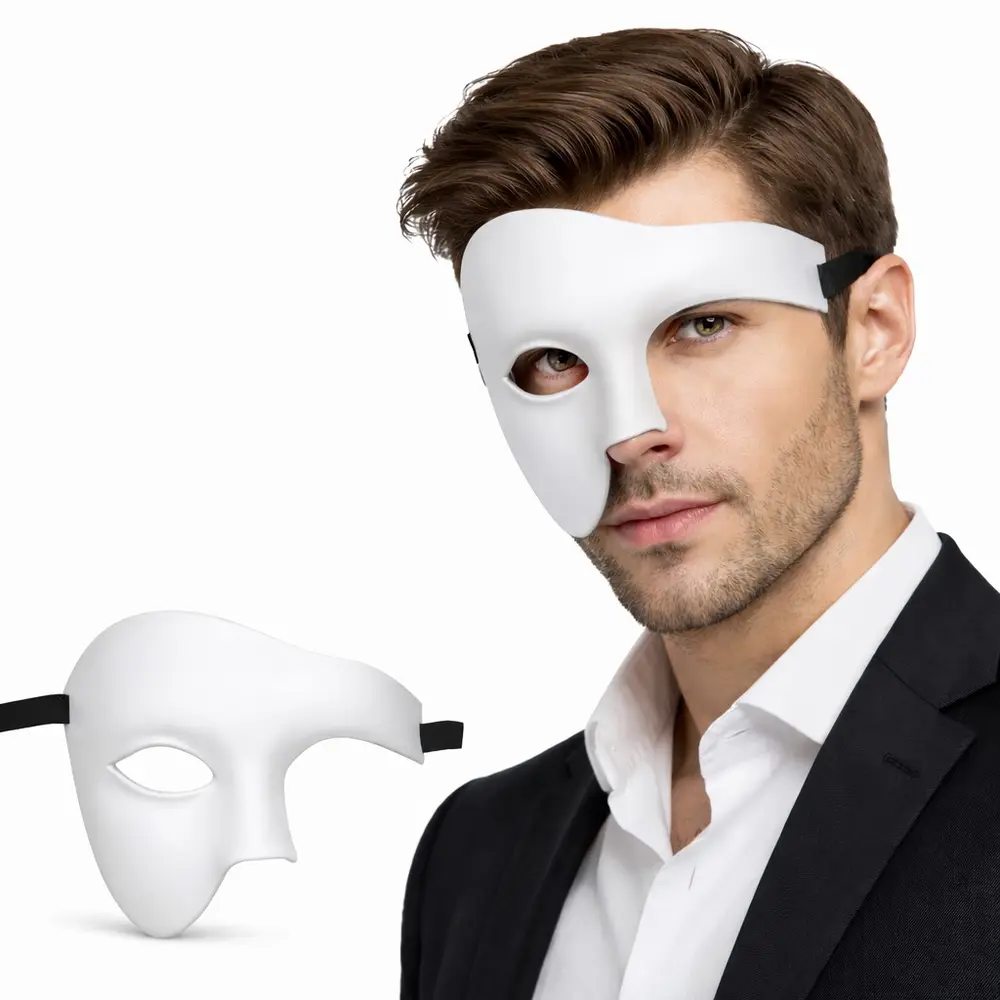 Beyaz Yarım Erkek Maske – Phantom Parti & B Maskesi 2