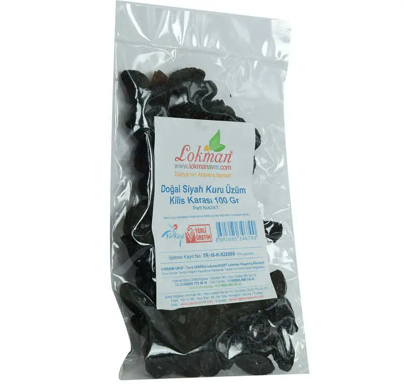Kilis Karası Siyah Kuru Üzüm 100 Gr Paket 4
