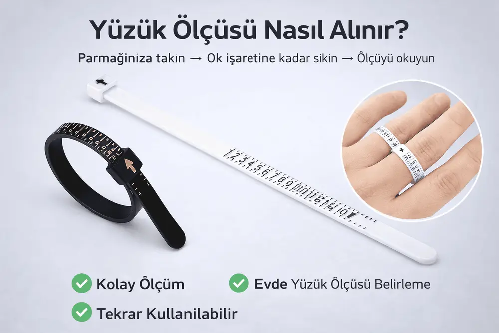 Yüzük Ölçüsü Alma Aleti Parmak Yüzük Ölçer Aparatı Ring Sizer Yüzük Ölçme Ölçü Seti - 2 Adet 3
