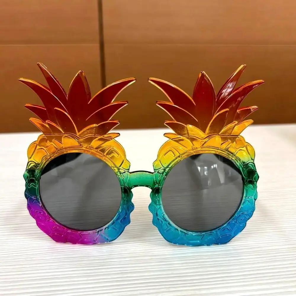Tropikal Ananas Tasarımlı Renkli Hawaii Parti Gözlüğü 2