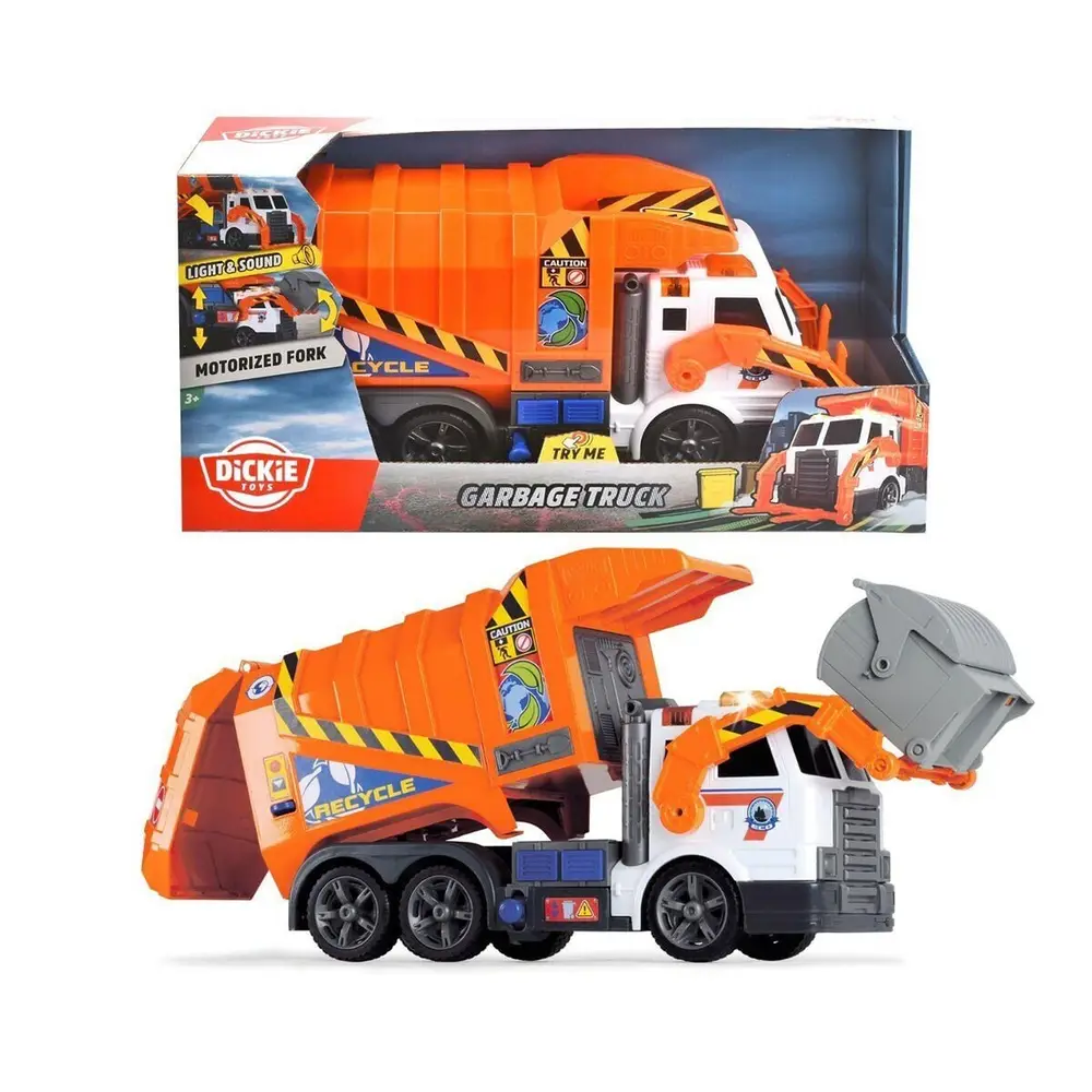 203308369 Dickie Garbage Truck
free wheel light sound B/O lifting fork wt
