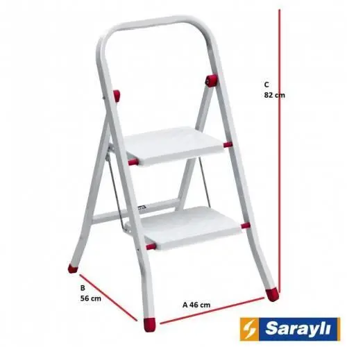 Saraylı Pratik Metal Merdiven Beyaz 2 Basamaklı 2