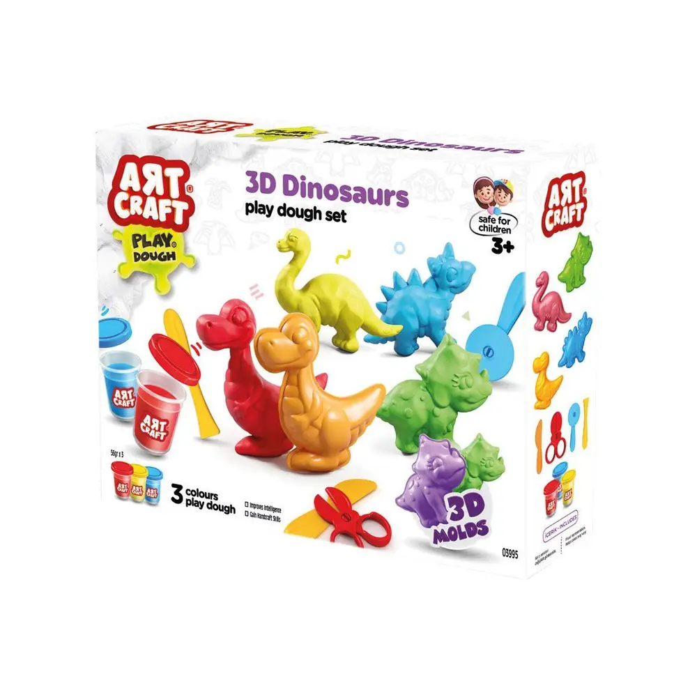 03995 Art Craft 3D Dinozorlar Hamur Set 168 Gr -Fent 3