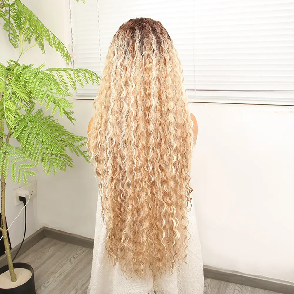 Afro Daa Rus Kumralı Balköpüğü Ombreli Platin Işıltılı Fiber Sen Tül Peruk 5