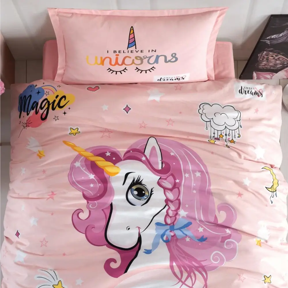 Genç Ranforce Tek Kişilik Nevresim Takımı Pink Dreams Pudra 2