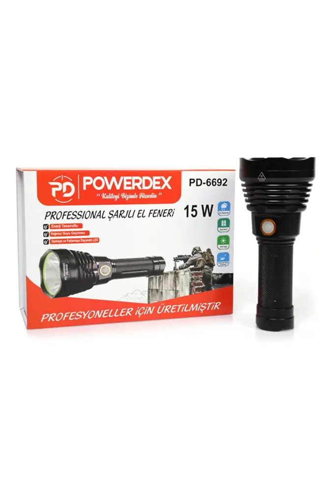 Pd-6692 15 Watt 1000 Lümen Profesyonel Şarjlı El Feneri 3