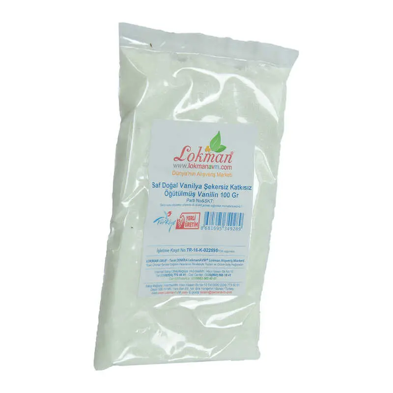 Vanilya Öğütülmüş Saf Doğal Şekersiz Katkısız Vanilin 100 Gr Paket 4