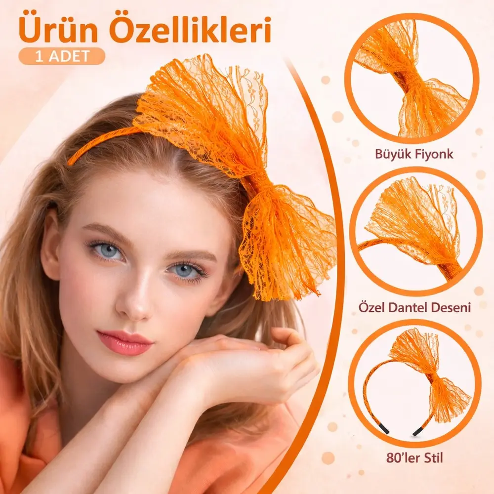 80’ler 90’lar Neon Tcu Dantel Taç Fiyonklu 2