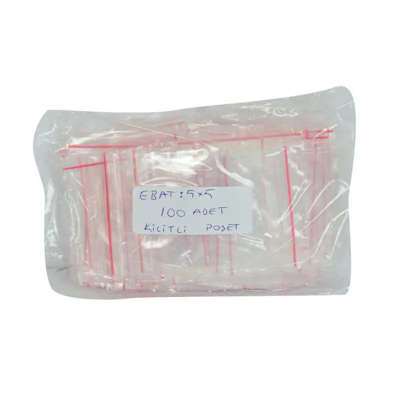 Kilitli Naylon Torba Poşet 5X5 Cm Şeffaf 100 Adet 1 Paket 3