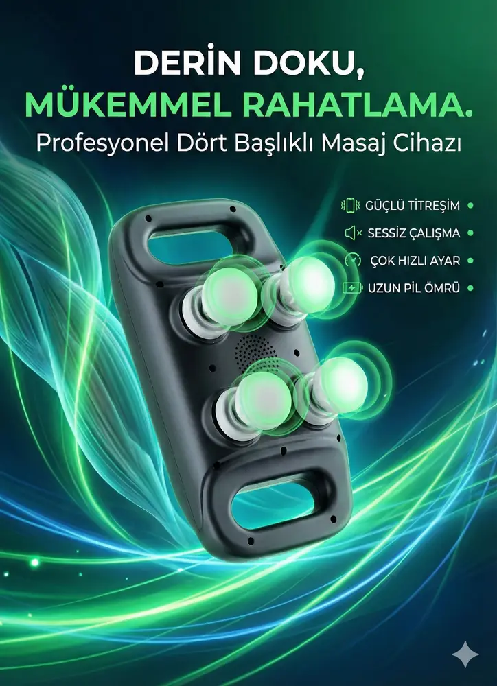 4 Başlıklı Masaj sı - Ergonomik Derin Doku Sırt ve Boyun Masaj Aleti Ağrı ve Sızı 5